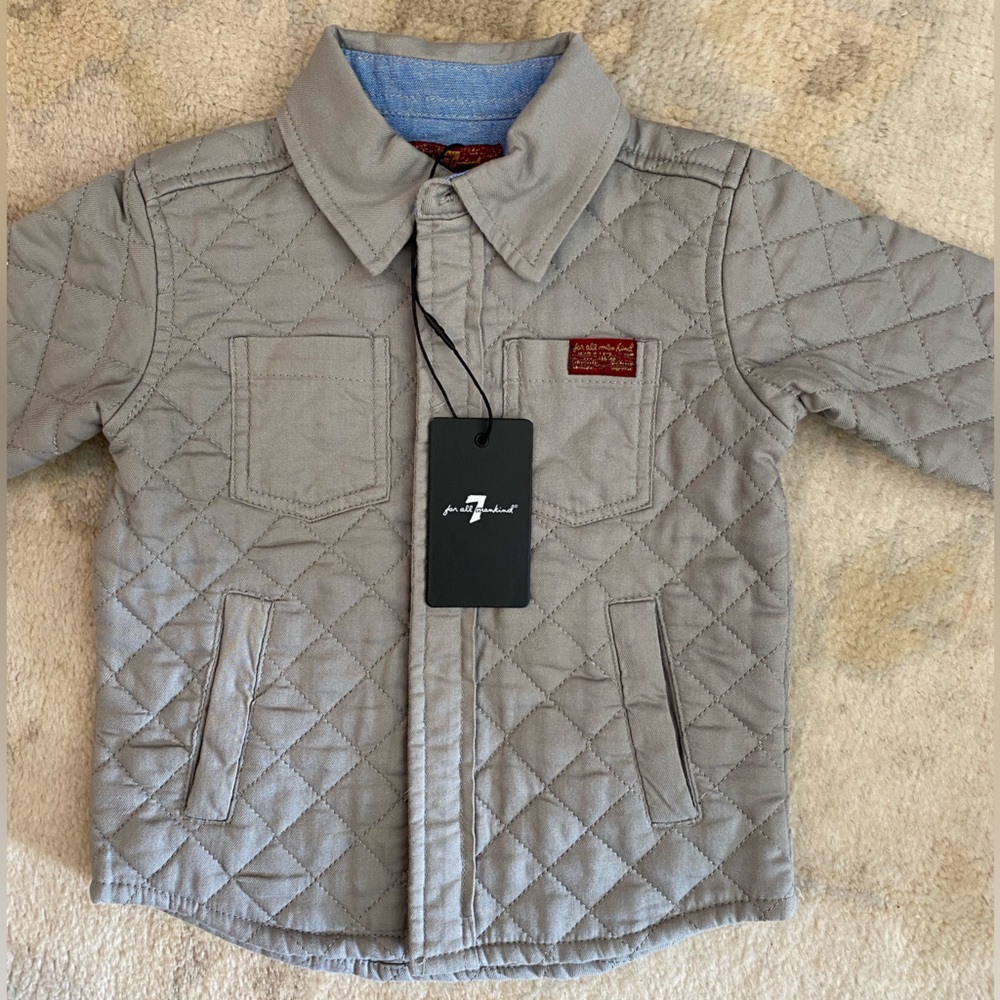 CUTEST 7 for all Mankind kids jacket gray cotton quilted BNWT sz 12M girls boys